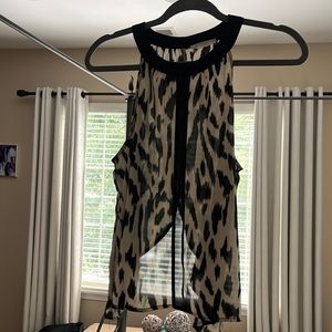 High neck open back blouse